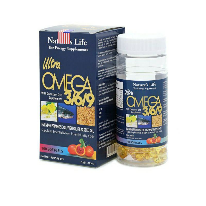 Viên dầu cá Omega 369 Nature Life Bổ não, sáng mắt, khỏe tim mạch, tăng cường trí nhớ - Hộp 100 viên