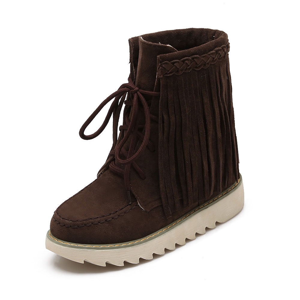 IELGY Giày Bốt Da Lộn Mũi Tròn Màu Sắc Thời Trang Cho Nữ