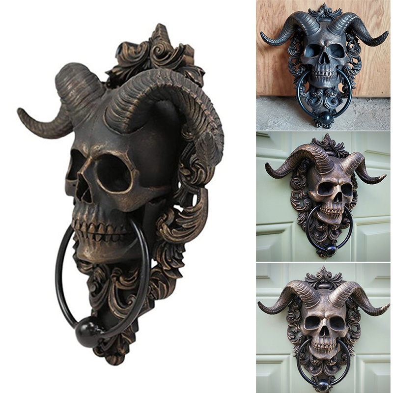 Còi Hình Đầu Lâu Treo Cửa Chống Va Chạm Mạnh Trang Trí Nhà Cửa Phong Cách Gothic