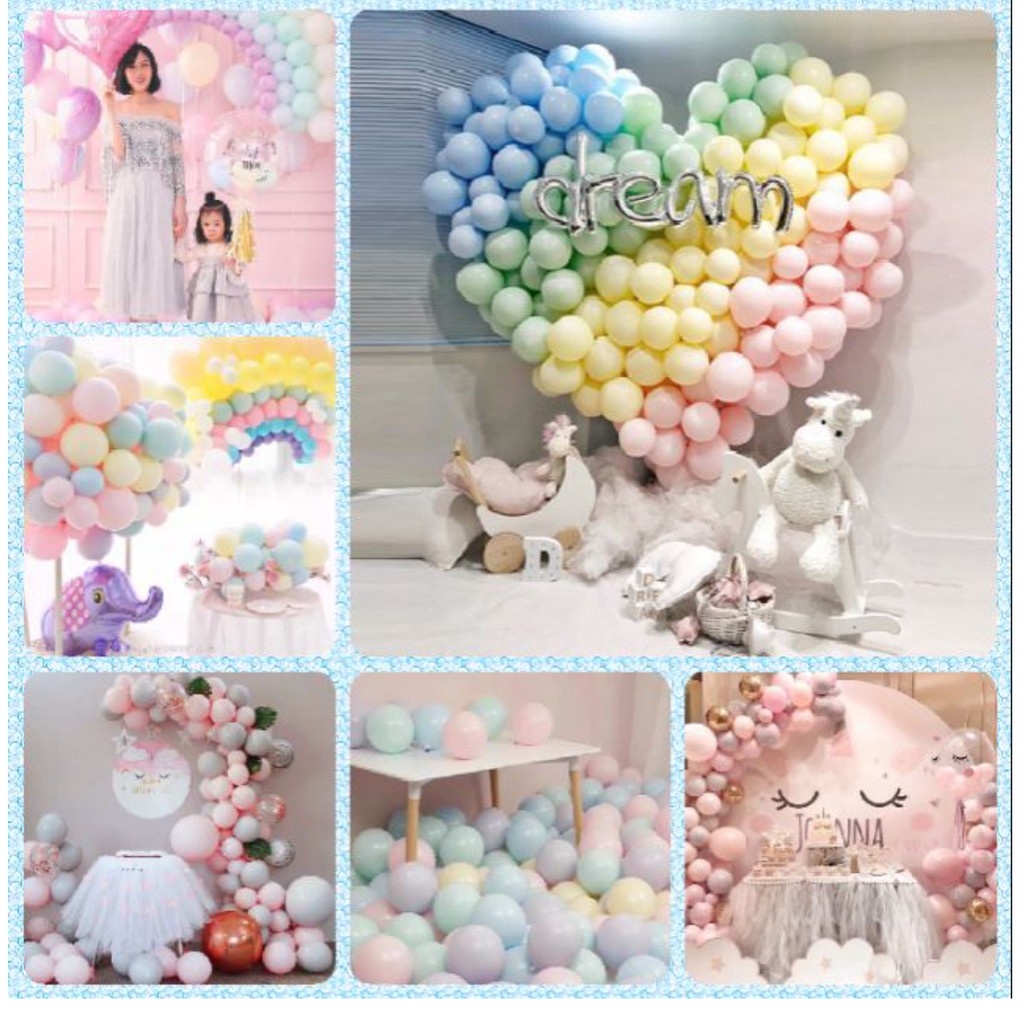 Combo 100 bóng macaron tông màu pastel trang trí sinh nhật, thôi nôi, đầy tháng cho bé trai bé gái - DIỆP LINH