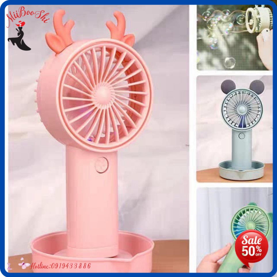 Quạt tích điện kèm đầu thổi bong bóng tặng kèm 2 trai dung dịch xà bông