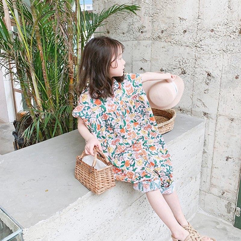 Áo liền quần Họa Tiết Hoa xinh xắn cho bé gái phong cách Hàn Quốc | BigBuy360 - bigbuy360.vn