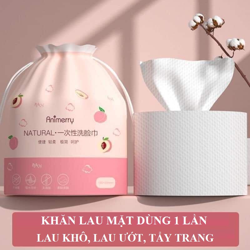Khăn mặt khô Animerry dùng 1 lần lau khô, lau ướt , Giấy lau mặt dùng một lần