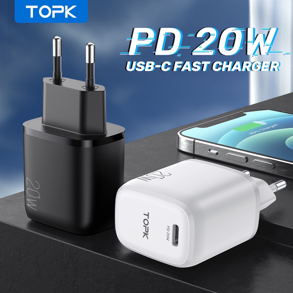 Củ Sạc 20W Topk B110p Mini Sạc Nhanh 20W Chuẩn QC3.0 Cổng Type C Dùng Cho Các Dòng Điện Thoại Iphone, Android...