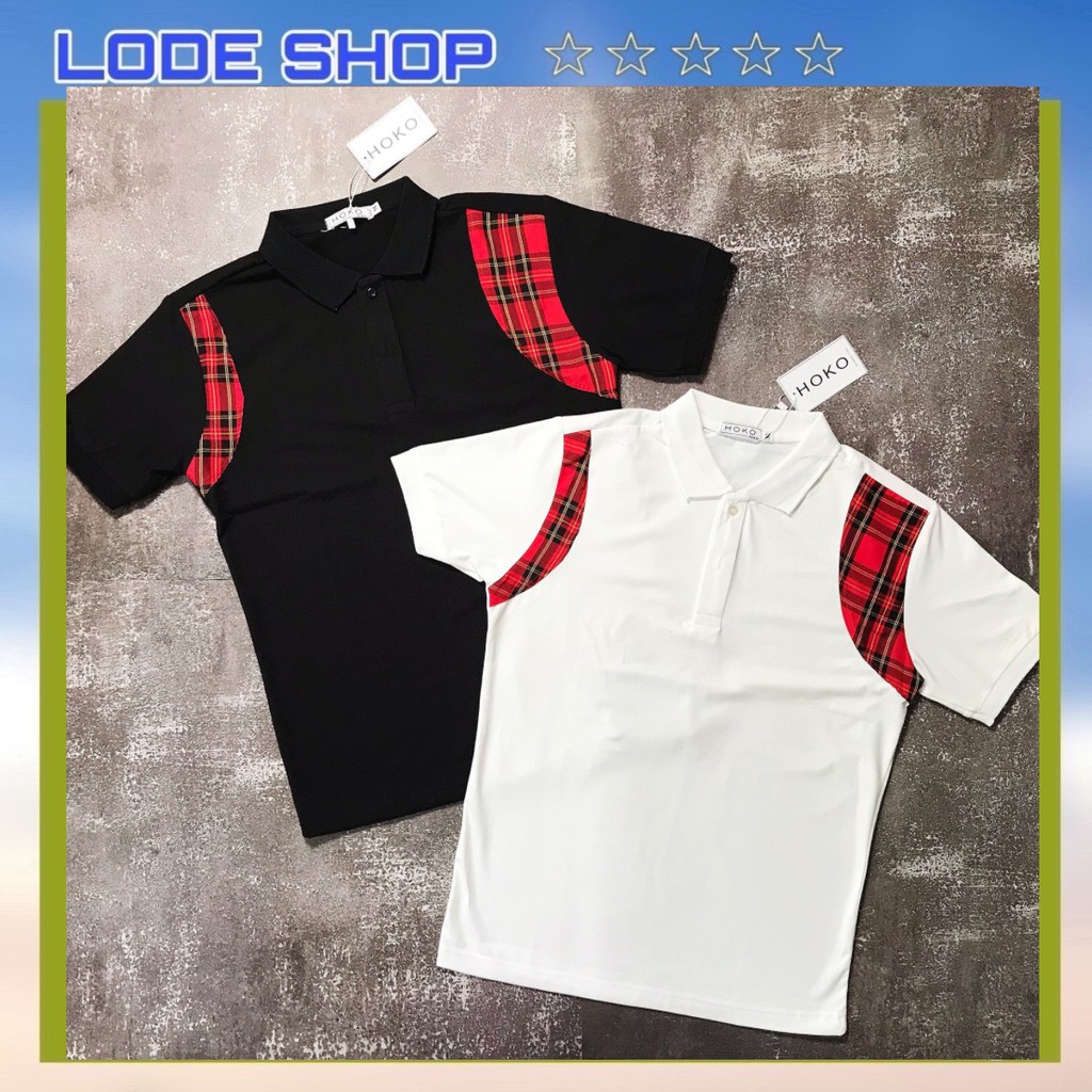 ÁO THUN POLO NAM CỔ TRỤ PHỐI CARO ĐỎ THỜI TRANG SIÊU HOT