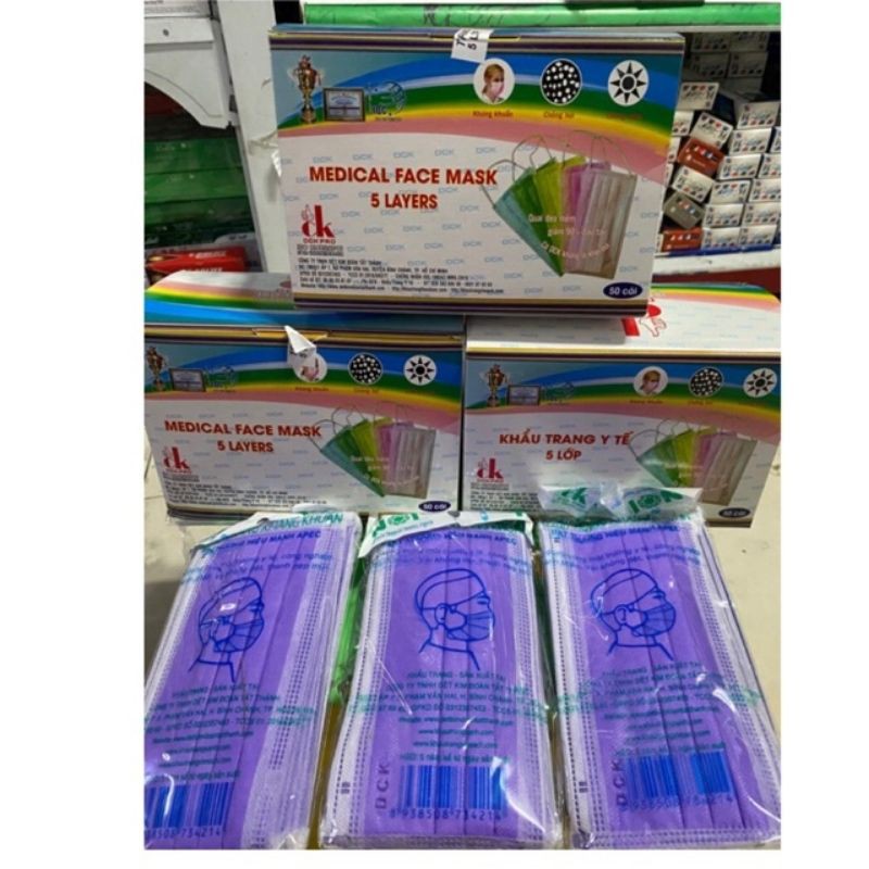 khẩu trang EURO màu tím hộp 50 cai