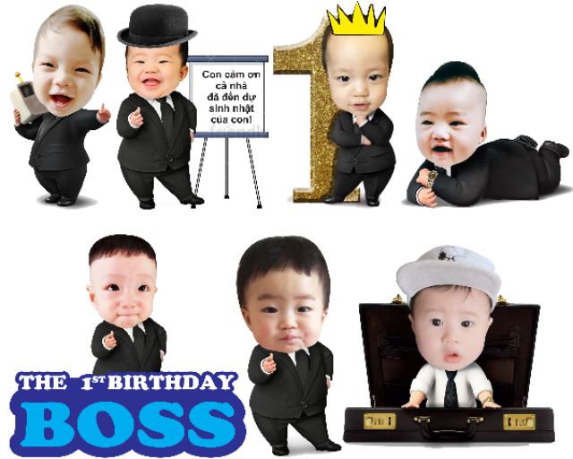 Hình chibi sinh nhật Mon Party (miễn phí thiết kế) cao 25cm, thiết kế chibi sinh nhật cho bé trang trí tiệc sinh nhật