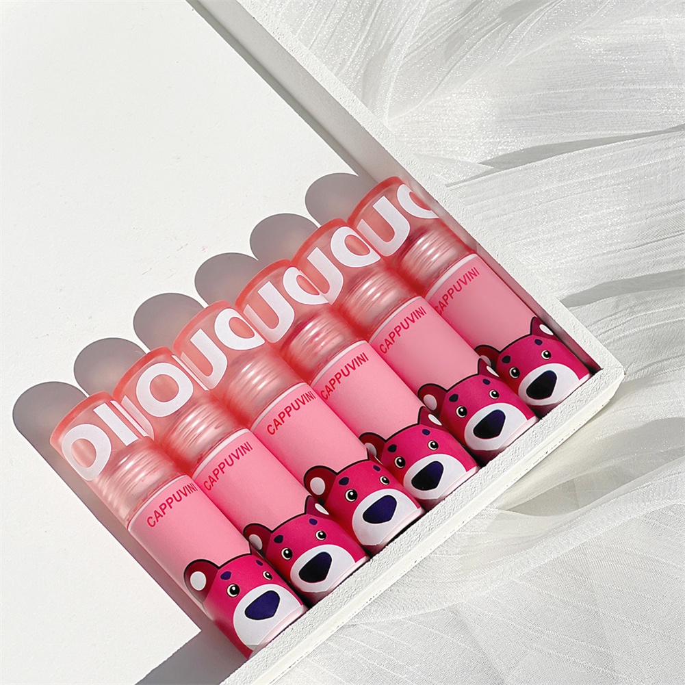 Bộ 3 son môi ANNIES Cappuvini nhám nhung trắng trong hình gấu hồng cá tuyết