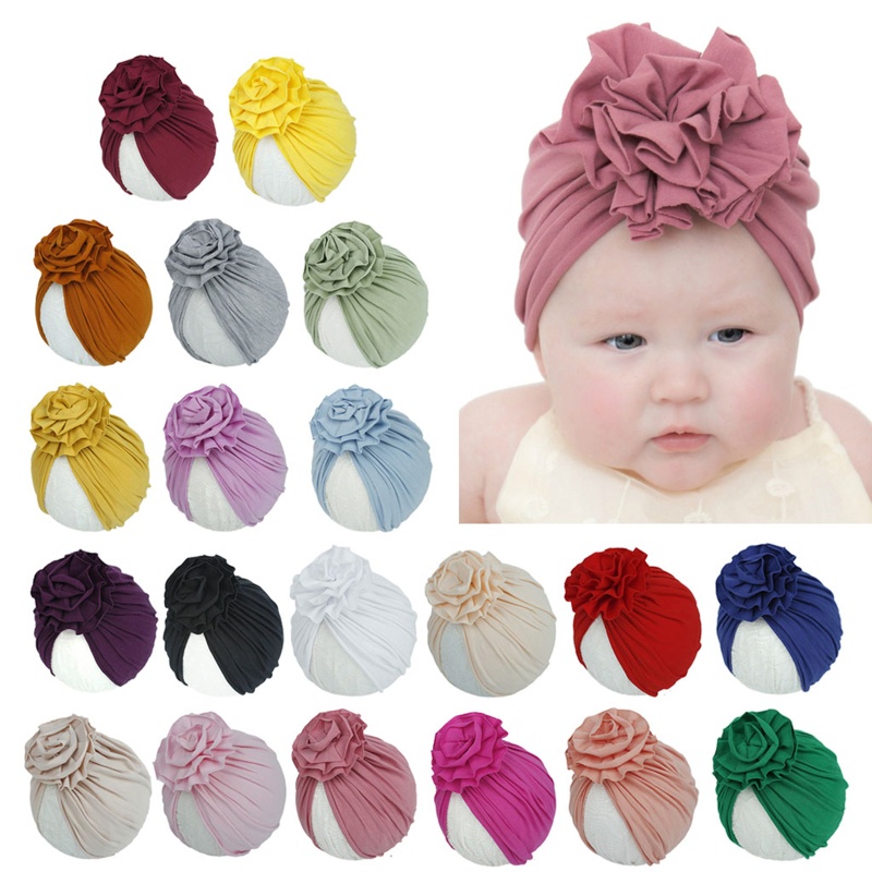 Mũ Bonnet Cotton Thoáng Khí Chống Nắng Màu Trơn Thời Trang Mùa Hè Dành Cho Bé Gái