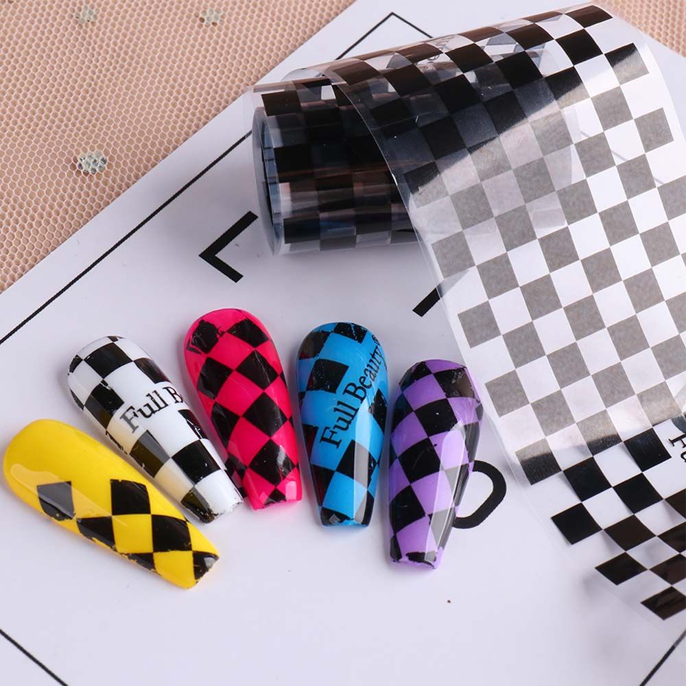 [Hàng mới về] Túi 10 cuộn miếng dán họa tiết caro và rắn tiện dụng để trang trí móng nghệ thuật