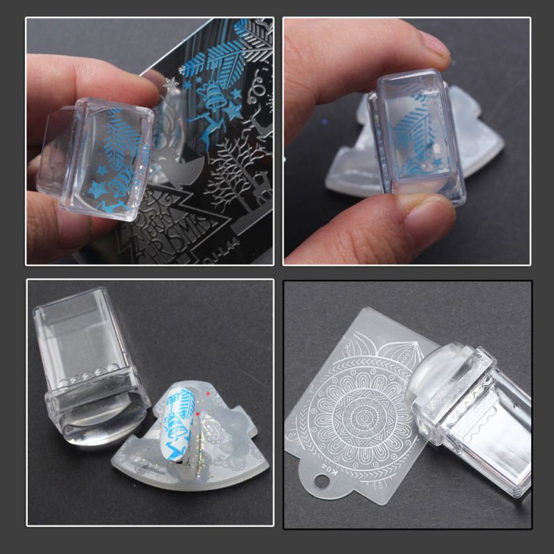 Bộ dụng cụ in móng đầu silicon &amp; miếng gạt