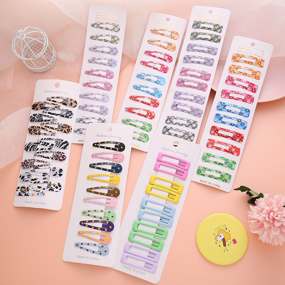 Set 10 kẹp tóc màu sắc ngọt ngào phong cách Hàn Quốc