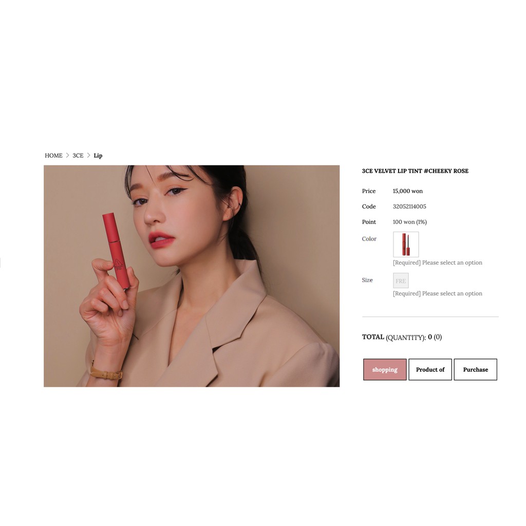 (Có 3 màu mới) Son 3CE Velvet Lip Tint | Thế Giới Skin Care