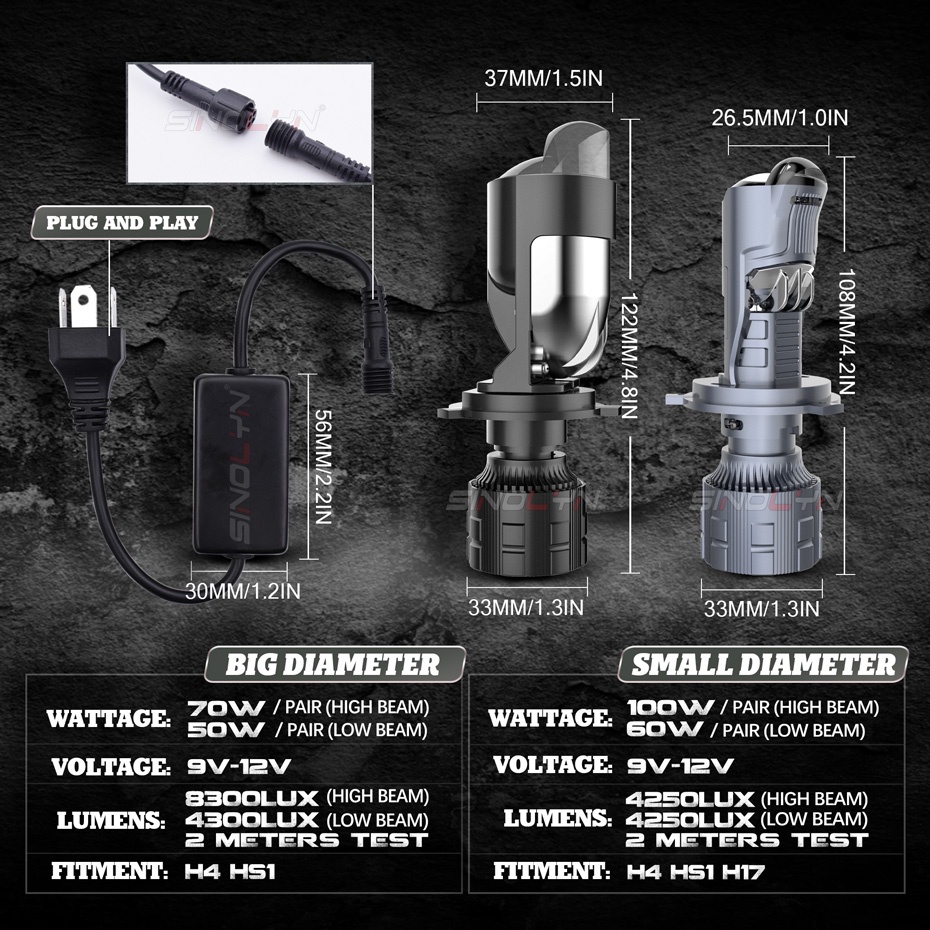 Đèn Pha LED H4 HS1 H17 50W Chuyên Dụng Cho Xe Hơi Xe Máy