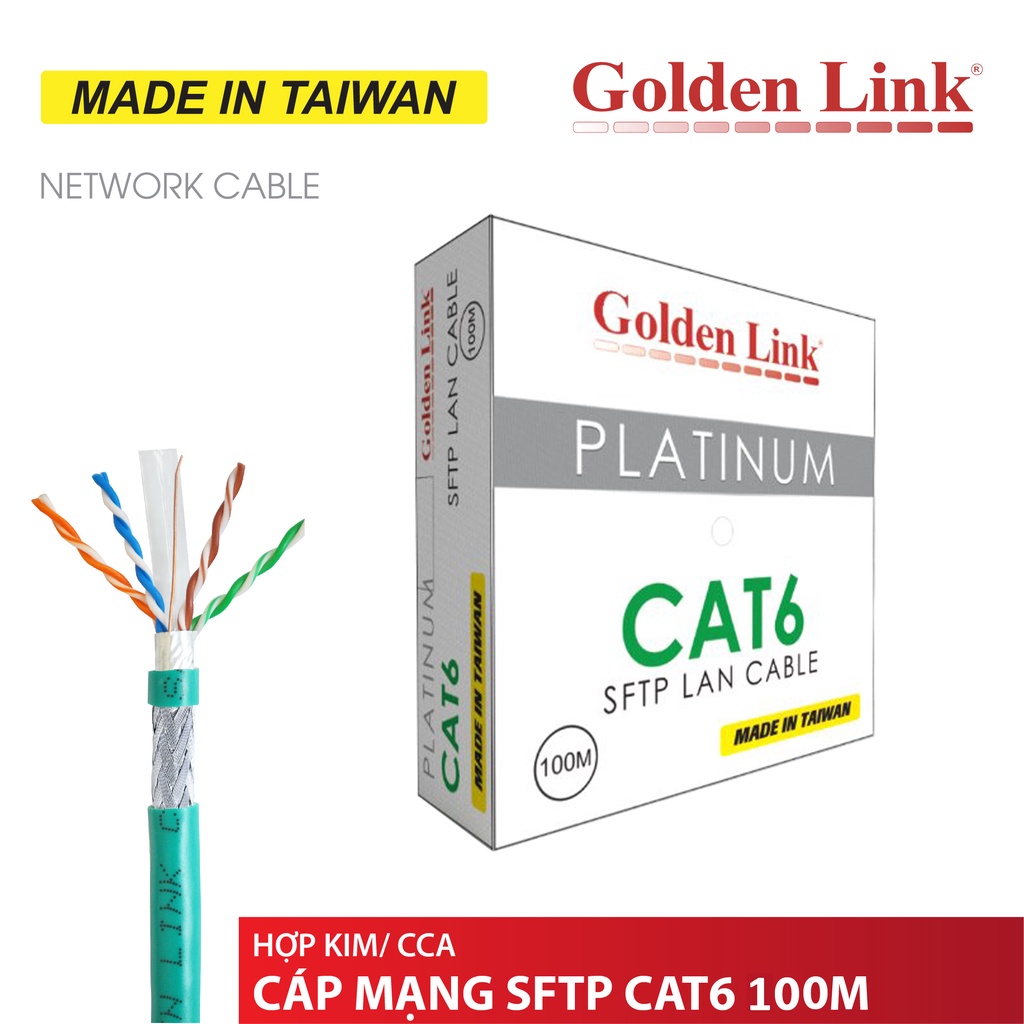 Cáp Mạng Golden Link Platinum CAT6E SFTP 100/305m  - Hàng Chính Hãng - Bảo hành 1 tháng