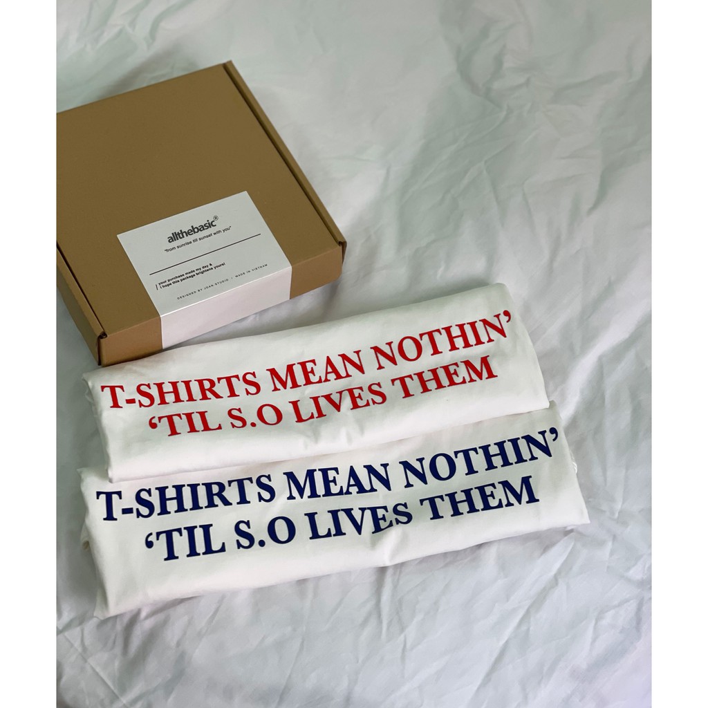 Áo thun form rộng tay lỡ streetwear - Blue Text - All the basic