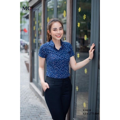 Áo Sơ Mi Nữ Ngắn Tay Đẹp Họa Tiết Pháo Hoa A638 MC Fashion Silk Lụa Nhẹ Thấm Hút Mồ Hôi Không Nhăn
