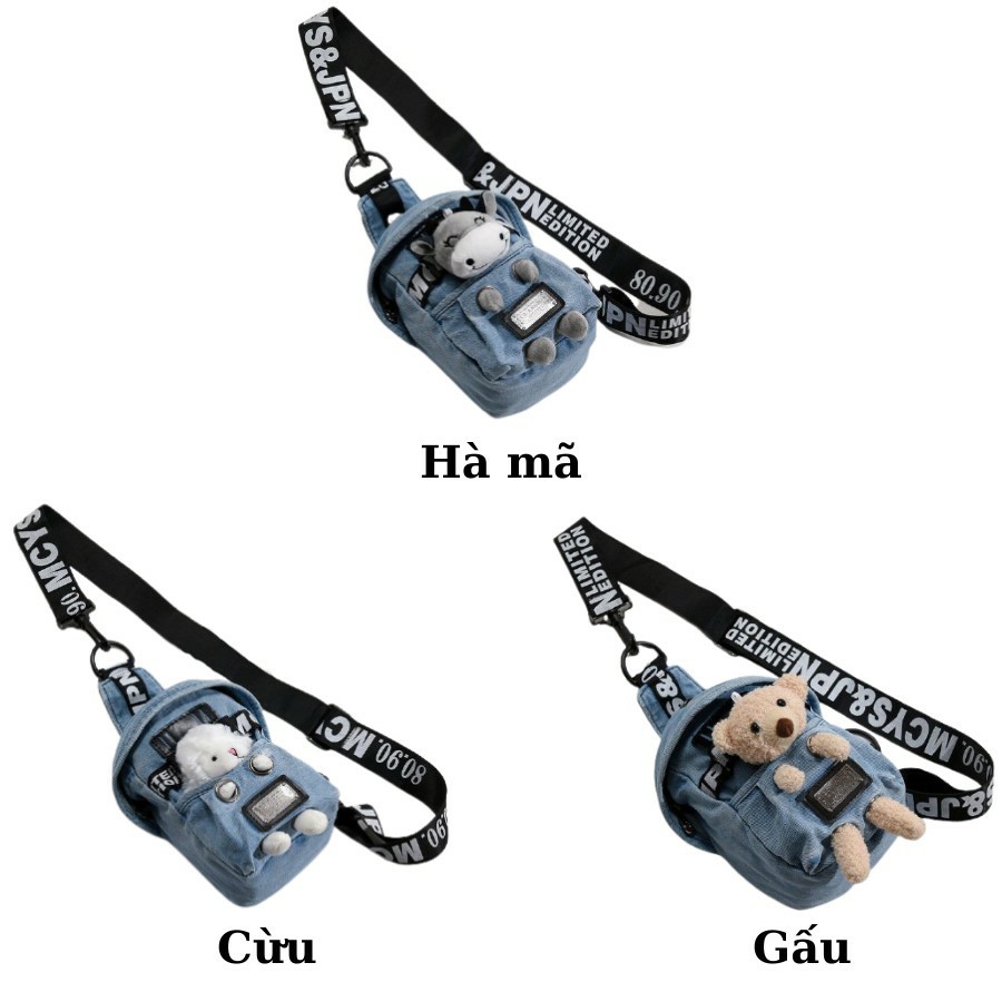 Túi đeo chéo mini nữ - tui đeo chéo có gắn gấu bông HOT 2021 | BigBuy360 - bigbuy360.vn