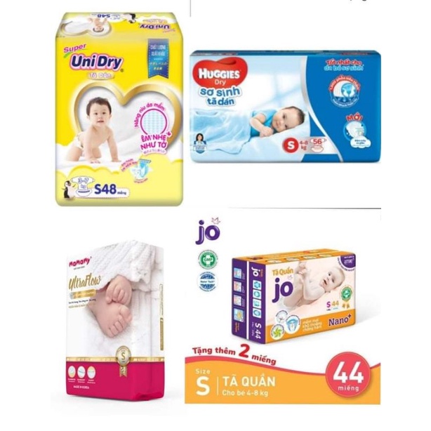 TÃ QUẦN JO S44+2/DÁN UNIDRY S48/HUGGIES S56/MAMAMY S54