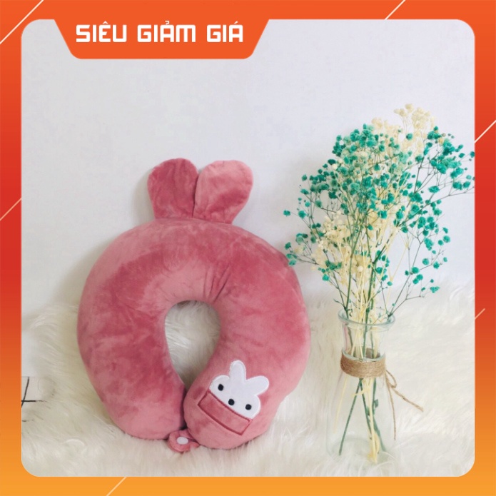 Gối cổ chữ U 💘LOẠI 1💘 Gối ngủ văn phòng có khuy bấm chống đau mỏi vai gáy hình cute