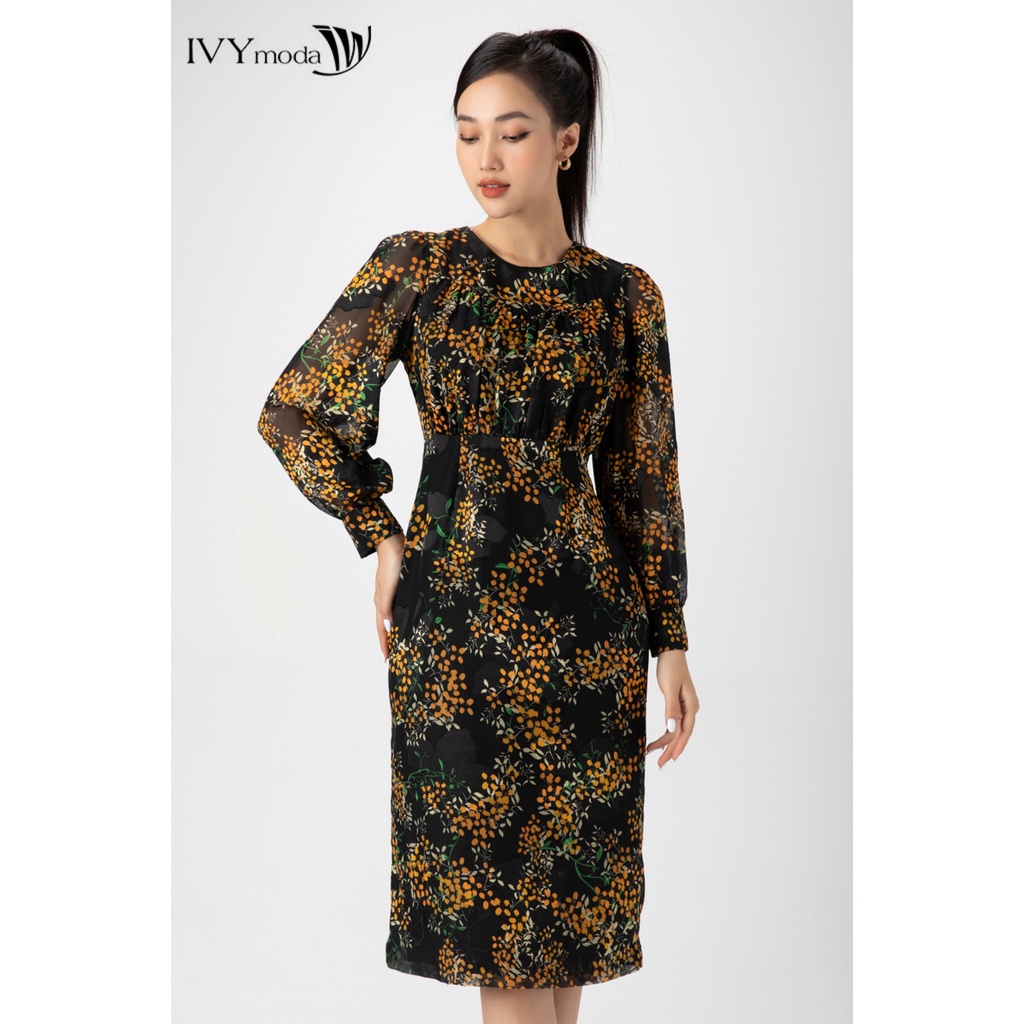 Đầm ôm hoa 2 lớp IVY moda MS 48M7080
