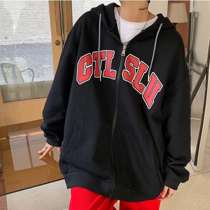M-5XL 【Ba màu】in ấn thời trang áo hoodie nam nữ bigsize Hàn Quốc áo hoodie form rộng simple áo nỉ hoodie nữ thời trang dây kéo áo khoác nam