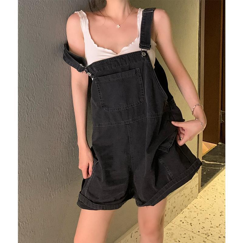 Bộ Áo Liền Quần Denim Dáng Rộng Cỡ Lớn Phong Cách Hàn Quốc Thời Trang Mùa Hè Mới Cho Nữ