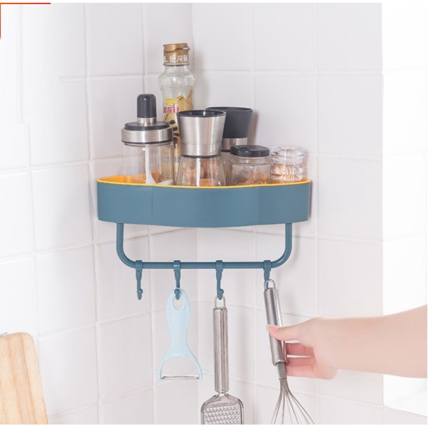 [hàng xịn]Kệ Góc Nhà Tắm 2 Lớp Dày Dặn Chắc Chắn Dán Tường Không Khoan Đục Cao cấp