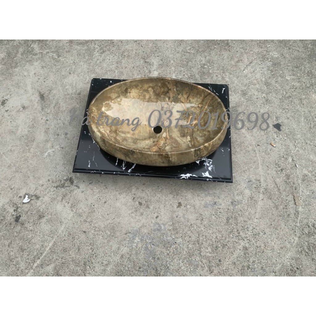 CHẬU LAVABO BÀN ĐÁ ĐẶT BÀN HÌNH ELIP VÂN ĐÁ
