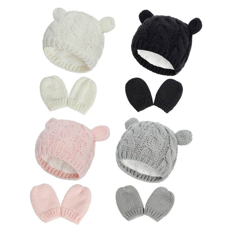 Set Mũ beanie + Găng Tay + Đôi Găng Tay Giữ Ấm Mùa Đông Cho Bé Trai / Gái