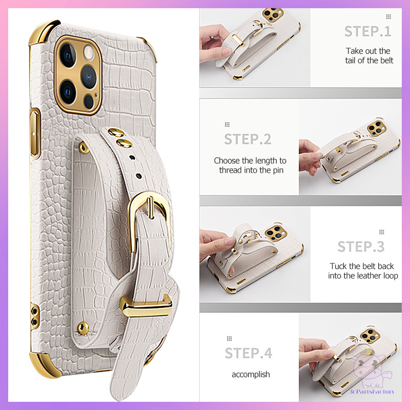 Wrist Strap Crocodile Leather Case For Vivo IQOO NEO/Y7S/Z5/S1 Y17/Y3/U3X/Y3S Y19/U3/Y5S/Z5i Y50/Y30/Y30i Y70S/IQOO U1/Y51S Casing Holder Phone Cover