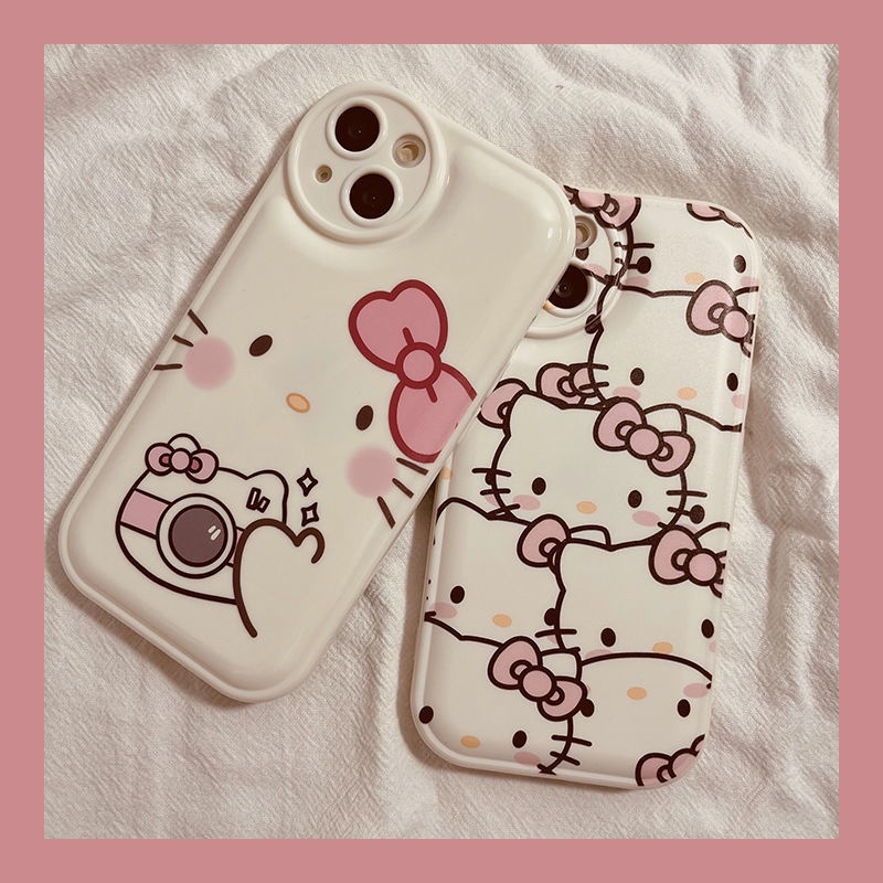 Ốp Điện Thoại Tpu Dẻo In Hình Hello Kitty Màu Hồng Chống Sốc Cho iPhone 12 13 11 Pro Max X Xs Max Xr