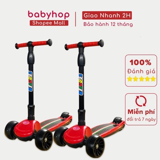 Combo 2 chiếc xe trượt scooter cho bé Babyfast thương hiệu Babyhop 3 bánh to phát sáng vĩnh cửu gấp gọn chịu lực 100kg