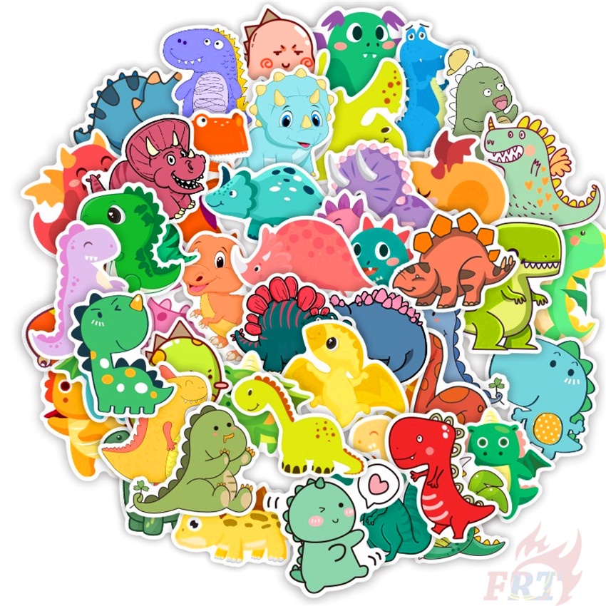 Bộ 50 Cái ❉ Miếng Dán Trang Trí Hình Khủng Long Q Series 01 Cho Bé ❉ Sticker Dán Tường Chống Thấm Nước Thời Trang