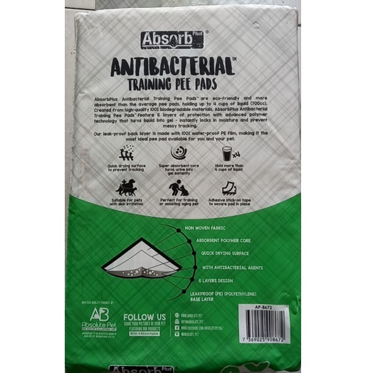 Tấm tã lót vệ sinh kháng khuẩn cho chó mèo Antibacterial Absorb 45x60cm gói 50 cái
