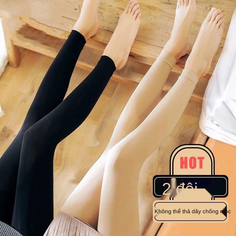 Quần tất chín 2 múi, dày vừa cho mùa xuân và thu của phụ nữ, legging, áo ngoài kiểu mỏng chống vướng víu