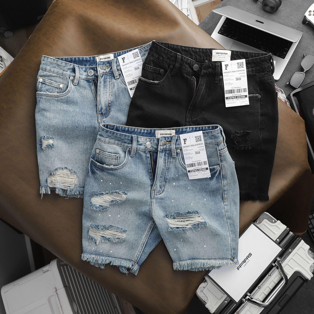 Quần shorts jean Joaquin rách nhẹ cực chất, bụi bậm, cá tính - FAPAS