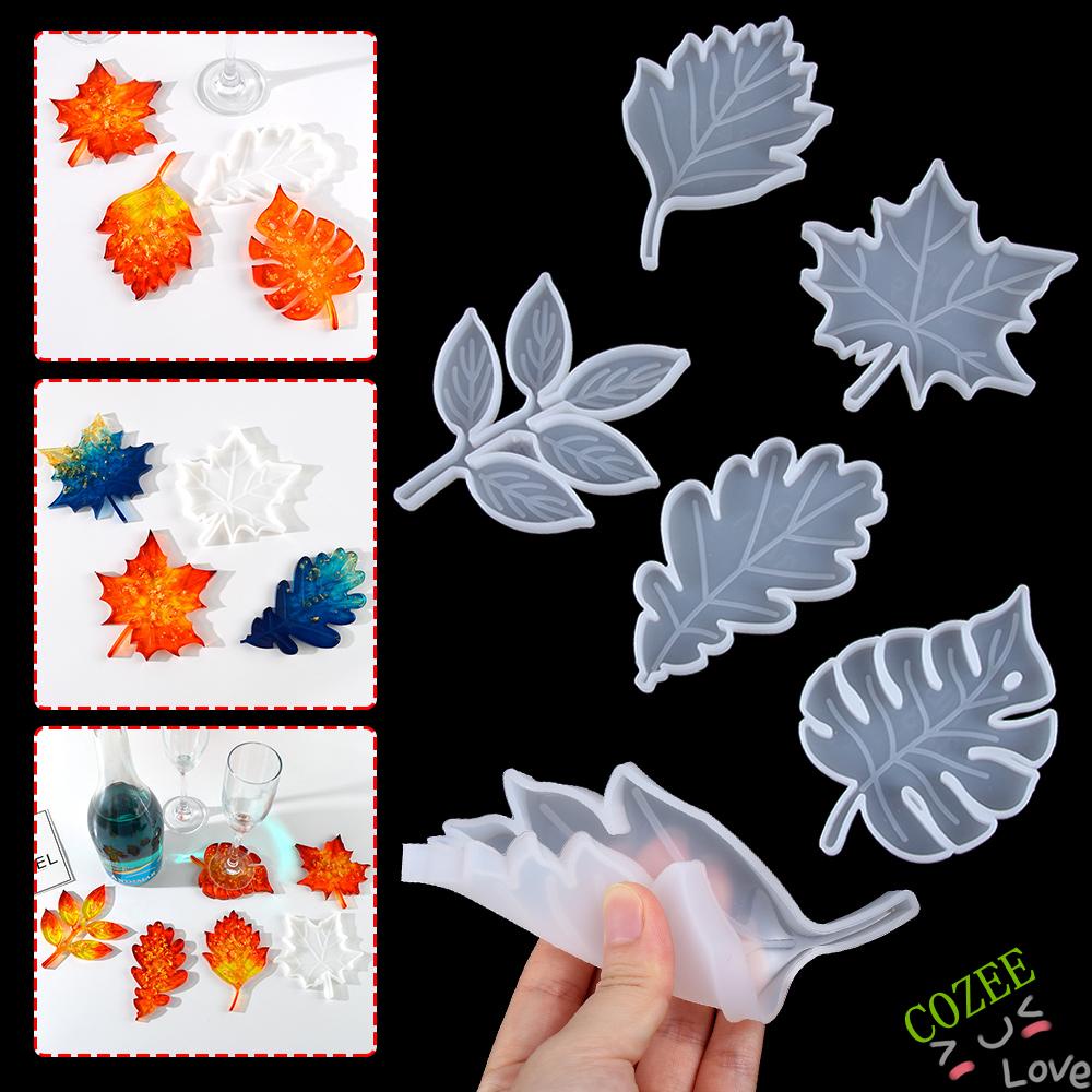 COZEE DIY Resin Coaster Mold Jewelry Making Tools Coaster Mould Resin Mold Casting Maple Leaf Home Decorations|Epoxy Resin Crafts Silicone Molds