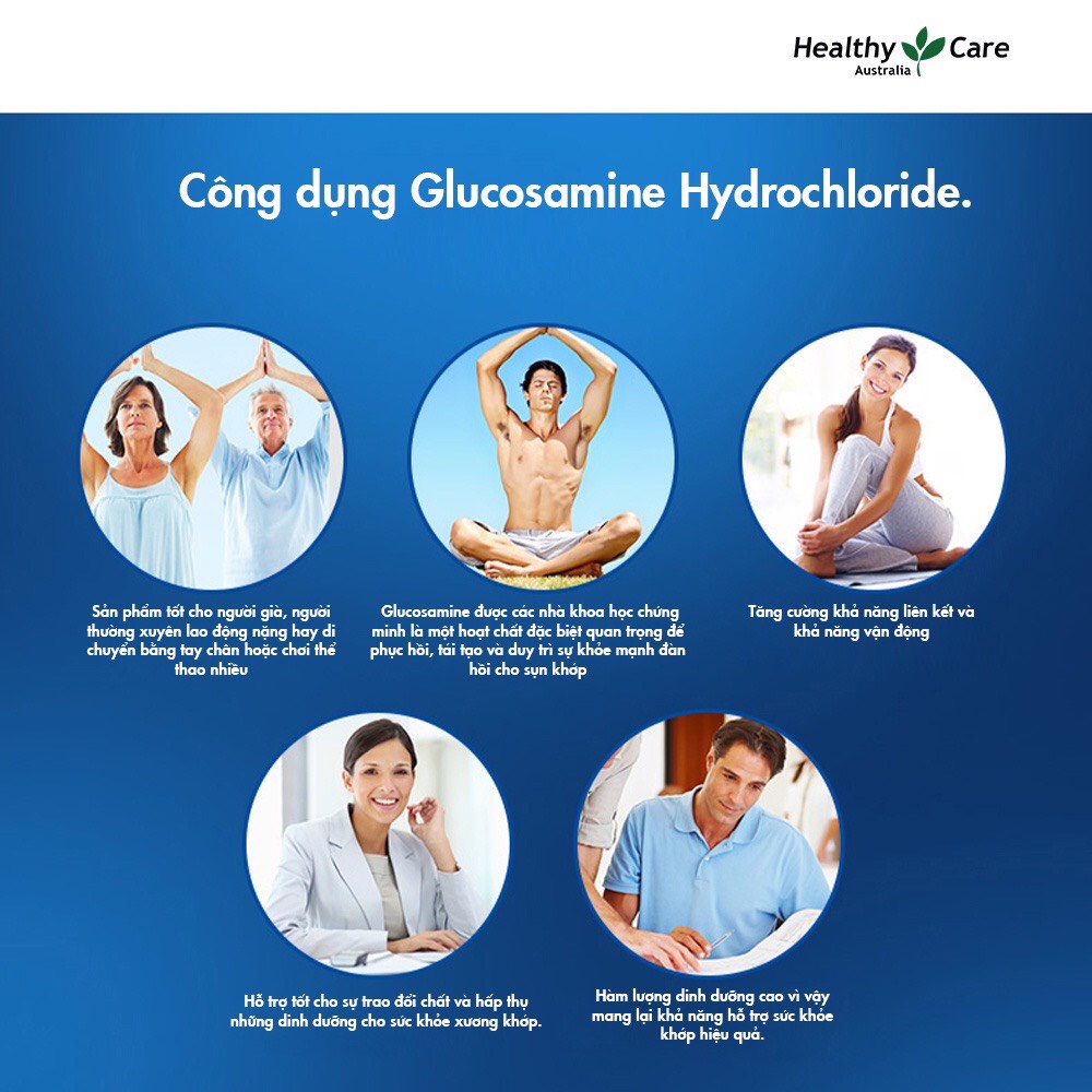 Viên uống hỗ trợ xương khớp Glucosamine HCL 1500mg Healthy Care Úc, 400 viên