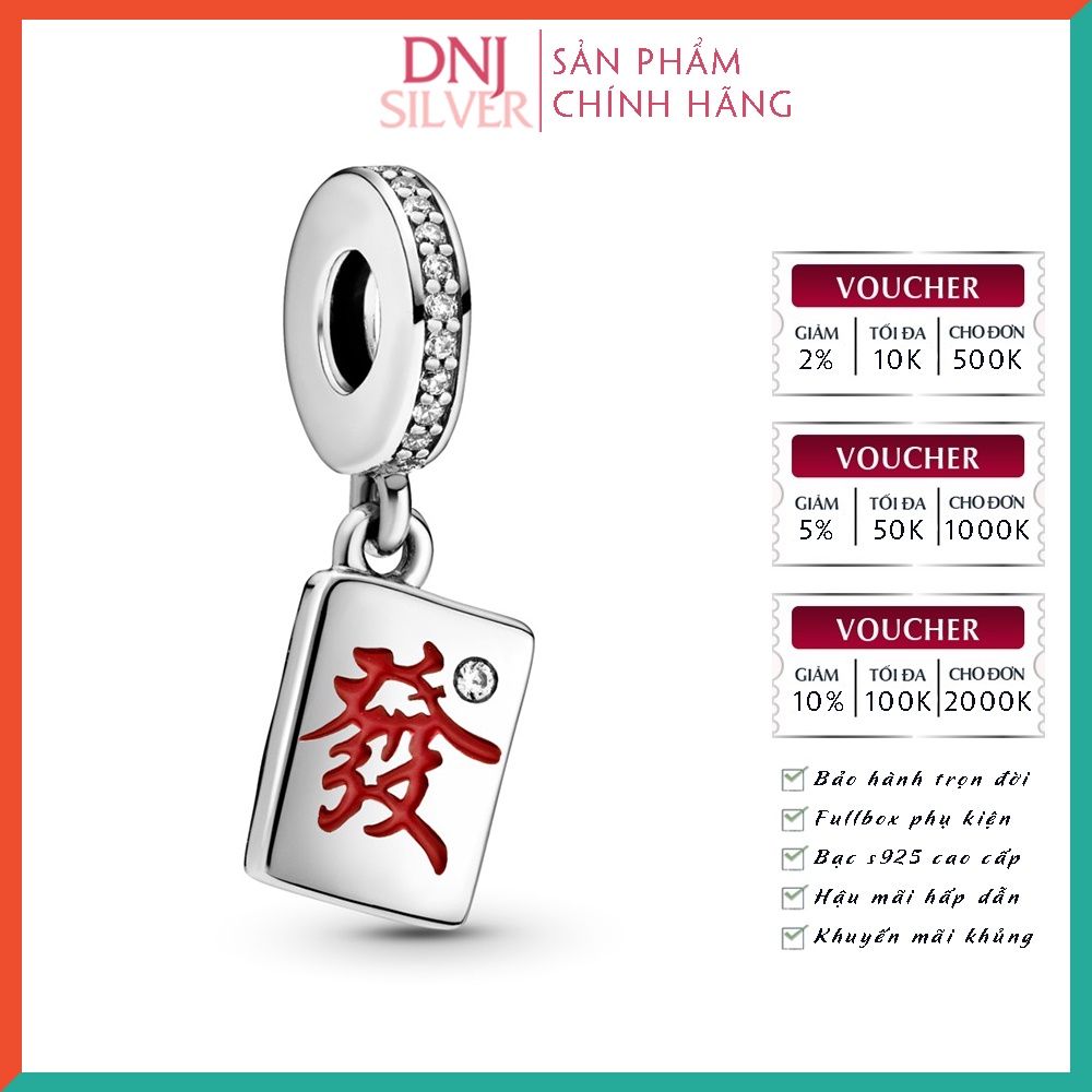 [Hàng cao cấp] Charm bạc 925 cao cấp, hàng chuẩn bạc - Charm Mahjong thích hợp để mix vòng tay charm - DN160