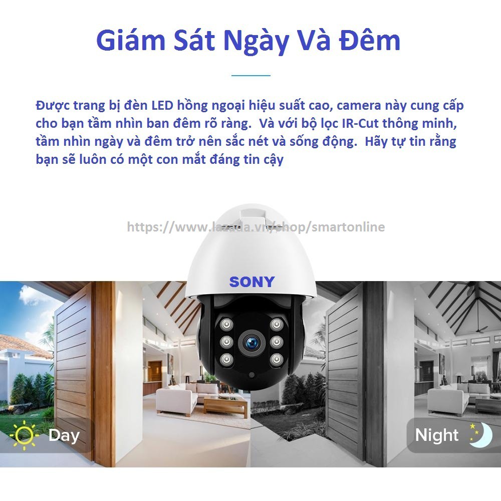 (Tặng kèm thẻ 32GB) Camera IP kết nối Wifi Internet SONY-19HS-200W xoay 360 ngoài trời chống nước cực tốt (SONY19hs+32G)