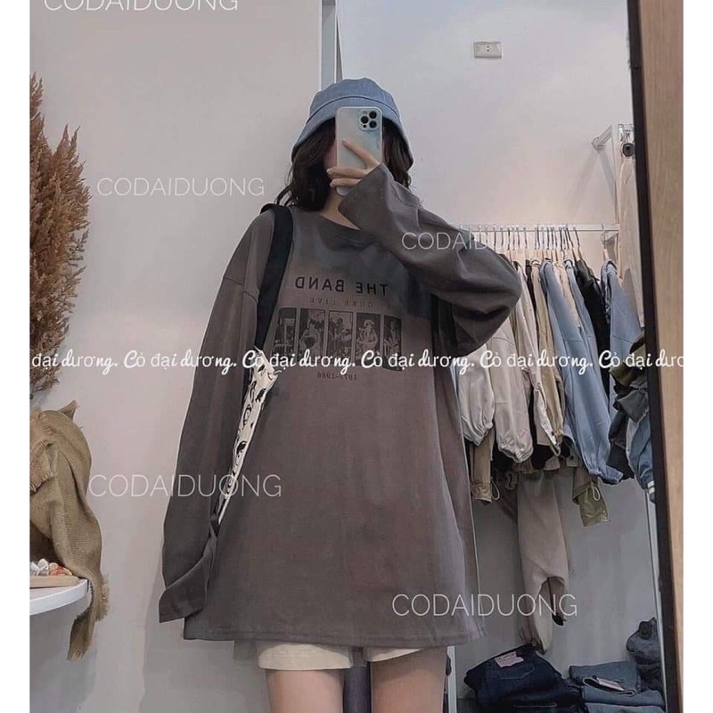 [RẺ VÔ ĐỊCH] Áo thun THU ĐÔNG form thụng in chữ THE BAND dài tay cổ tròn unisex (kèm ảnh thật ở cuối)