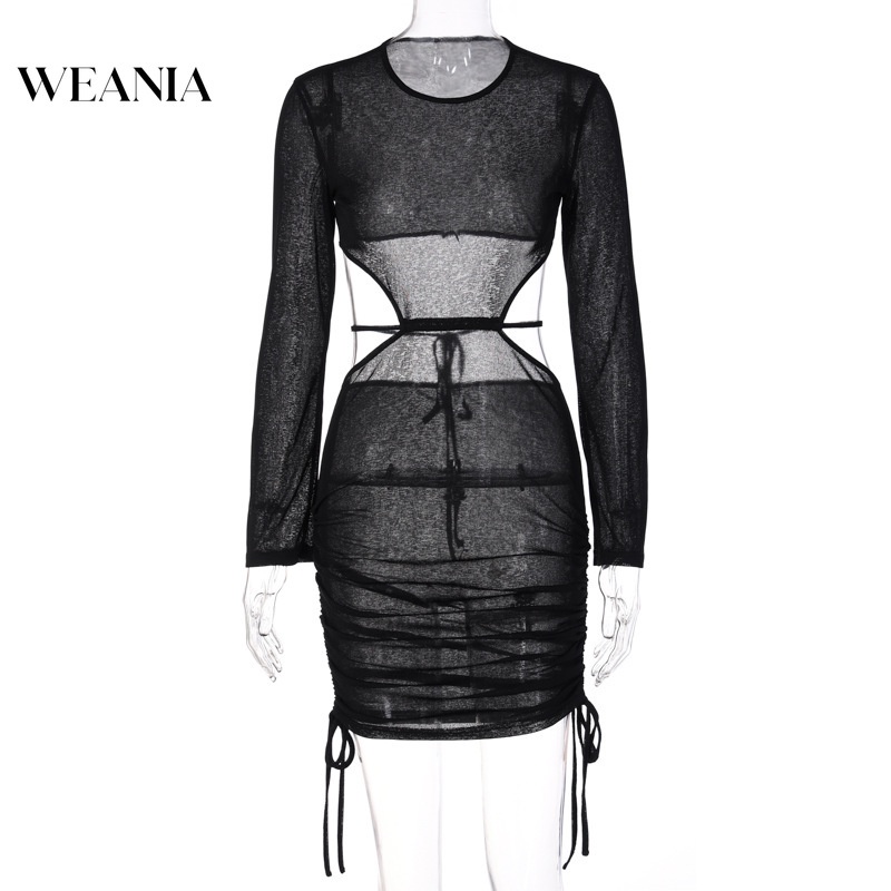 Đầm Body Tay Dài Thiết Kế Xuyên Thấu Quyến Rũ