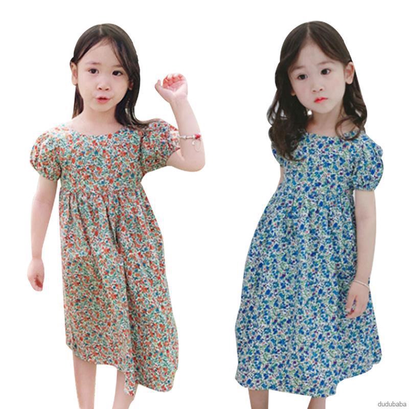 Đầm Bé Gái Hở Lưng Tay Ngắn In Hoa Dễ Thương
