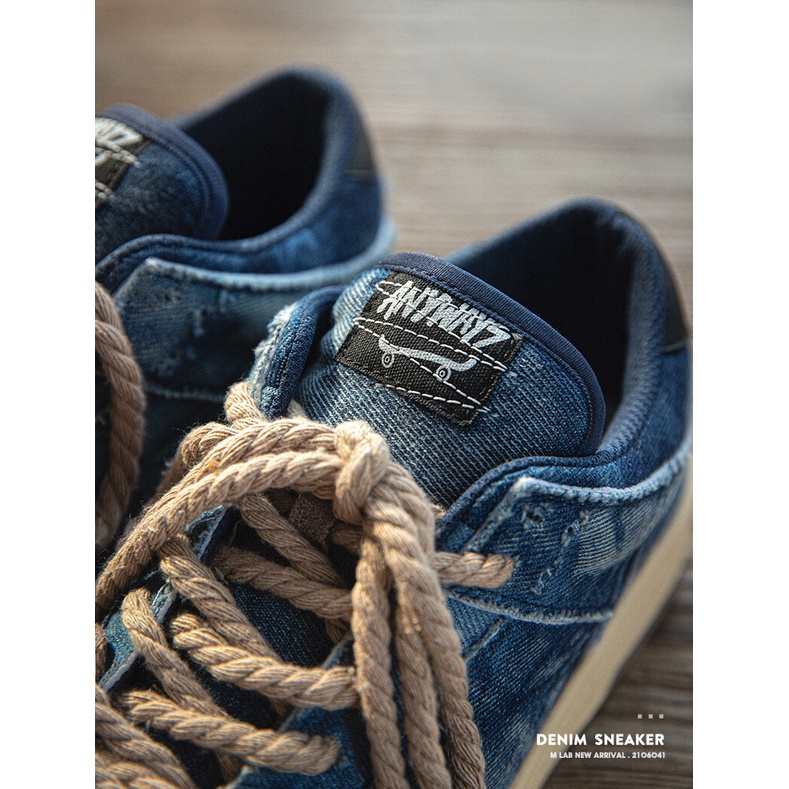 Giày thể thao MADEN vải denim phong cách Nhật Bản cổ điển thời trang cá tính dành cho nam