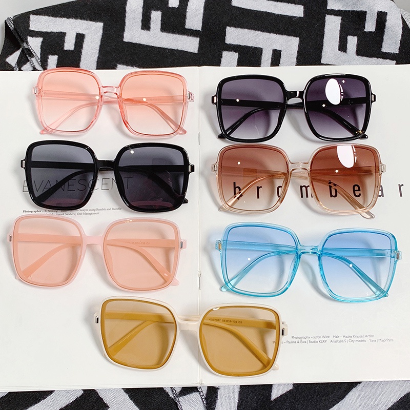 Kính Mát Gọng Vuông Lớn màu gradient Chống Tia UV400 Thời Trang Cho Nam Nữ