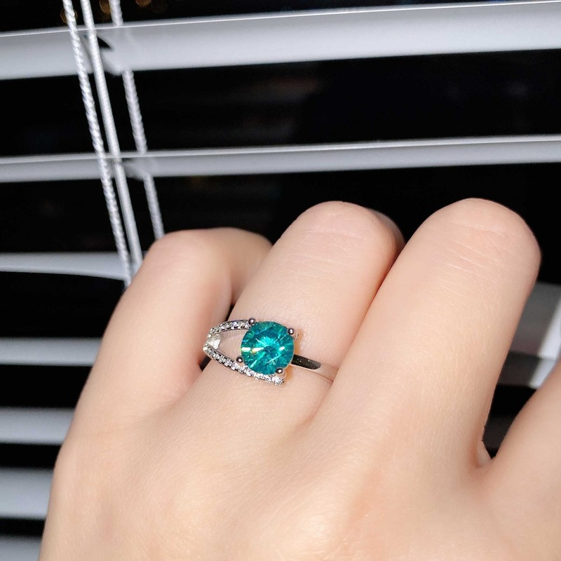 Nhẫn bạc S925 đính đá Moissanite nhân tạo thời trang quý phái