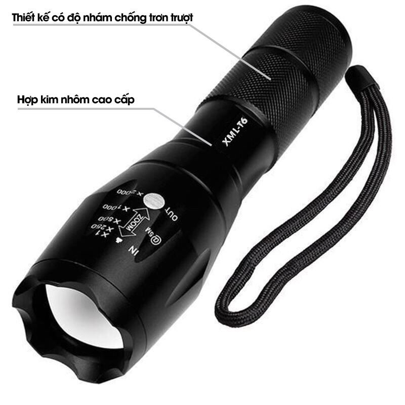 Đèn pin siêu sáng bóng led xml t6 police bin mini cầm tay chống nước tự vệ chuyên dụng [ full box ]