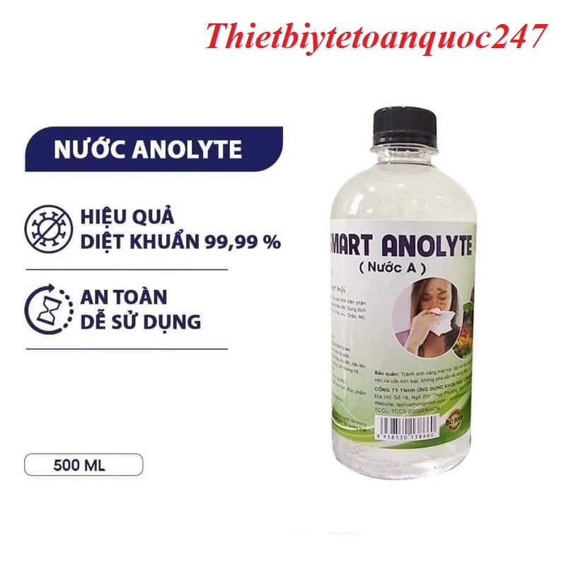 Combo 3 Dung dịch sát khuẩn Smart Anolyte  khử khuẩn tay, bề mặt an toàn từ thiên nhiên không kích ứng 500ml