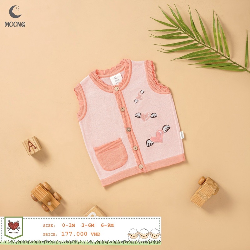 Moon - Áo gile len lông cừu siêu mềm mại  cho bé 0-9 tháng trai gái
